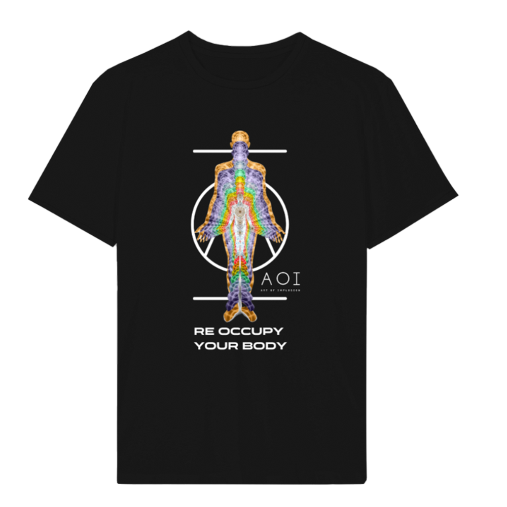 'Re occupy your body' Regular Organic Cotton T-Shirt Black & White